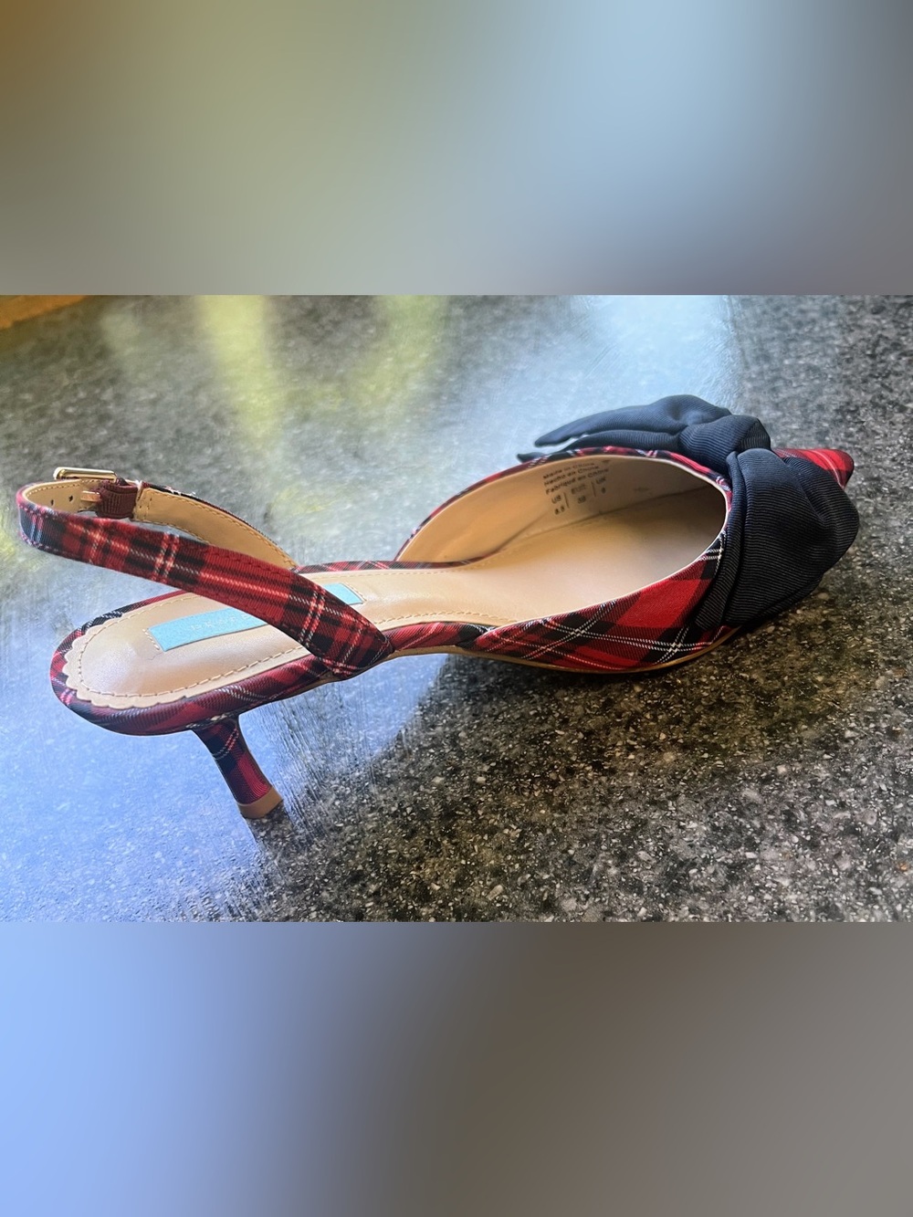 ❤️ Draper James Plaid Bow kitten Heels | Reese Witherspoon Brand | Size 8.5 - Picture 3 of 6